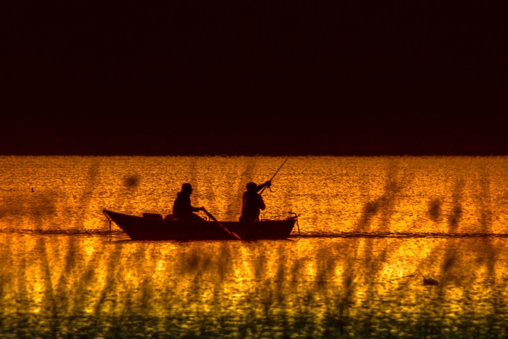 Two fisherman on a lake in Lancaster, OH