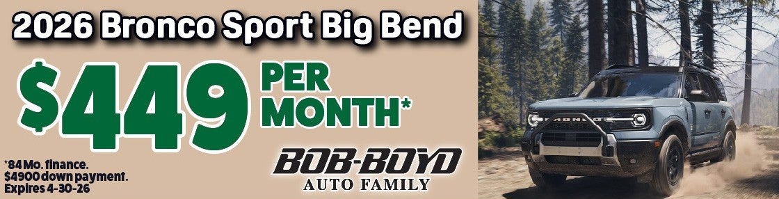 2026 Bronco Sport Big Bend $449/mo lease deal