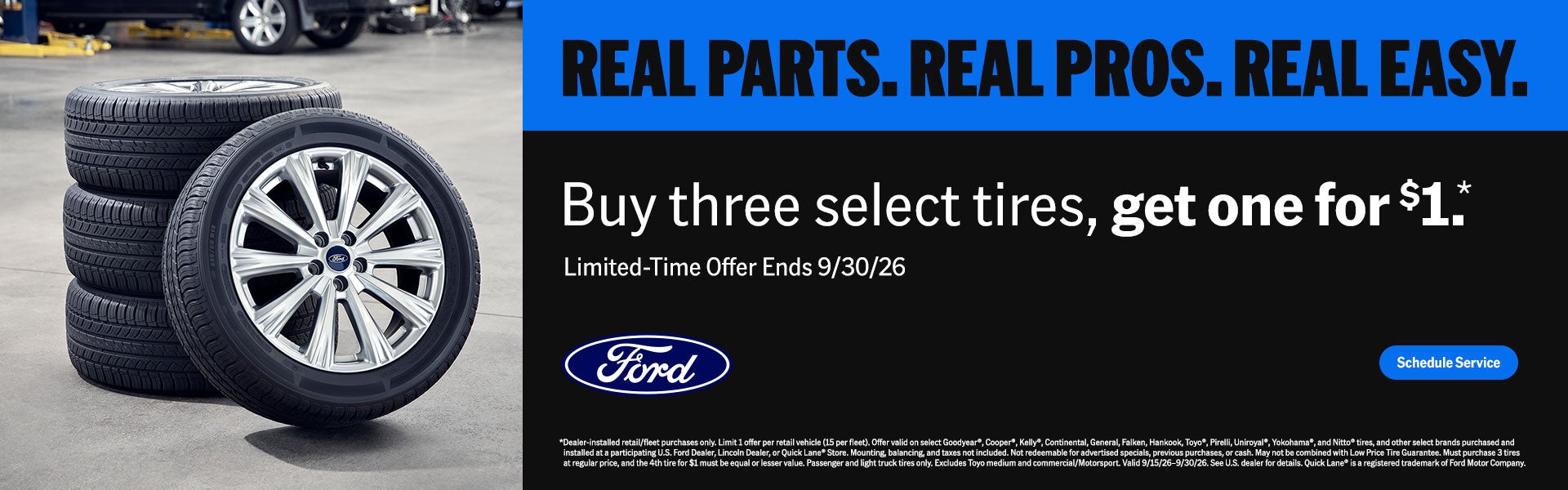 Buy three select tires, get one for $1.